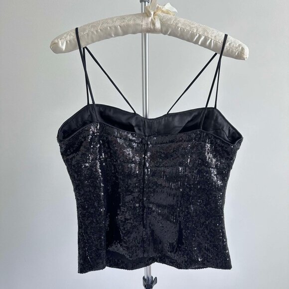 EUC Twentyone Black Sequin Bustier, Size M - Picture 2 of 4